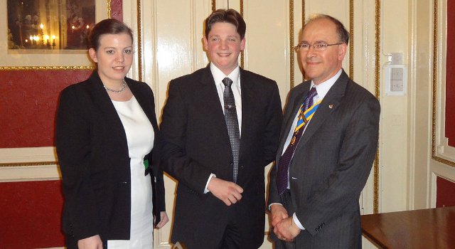 Hannah, Luke, and the President of the Bickley Rotary Club