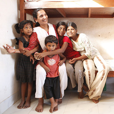 Triveni Acharya with children rescued by her program, Rescue Foundation