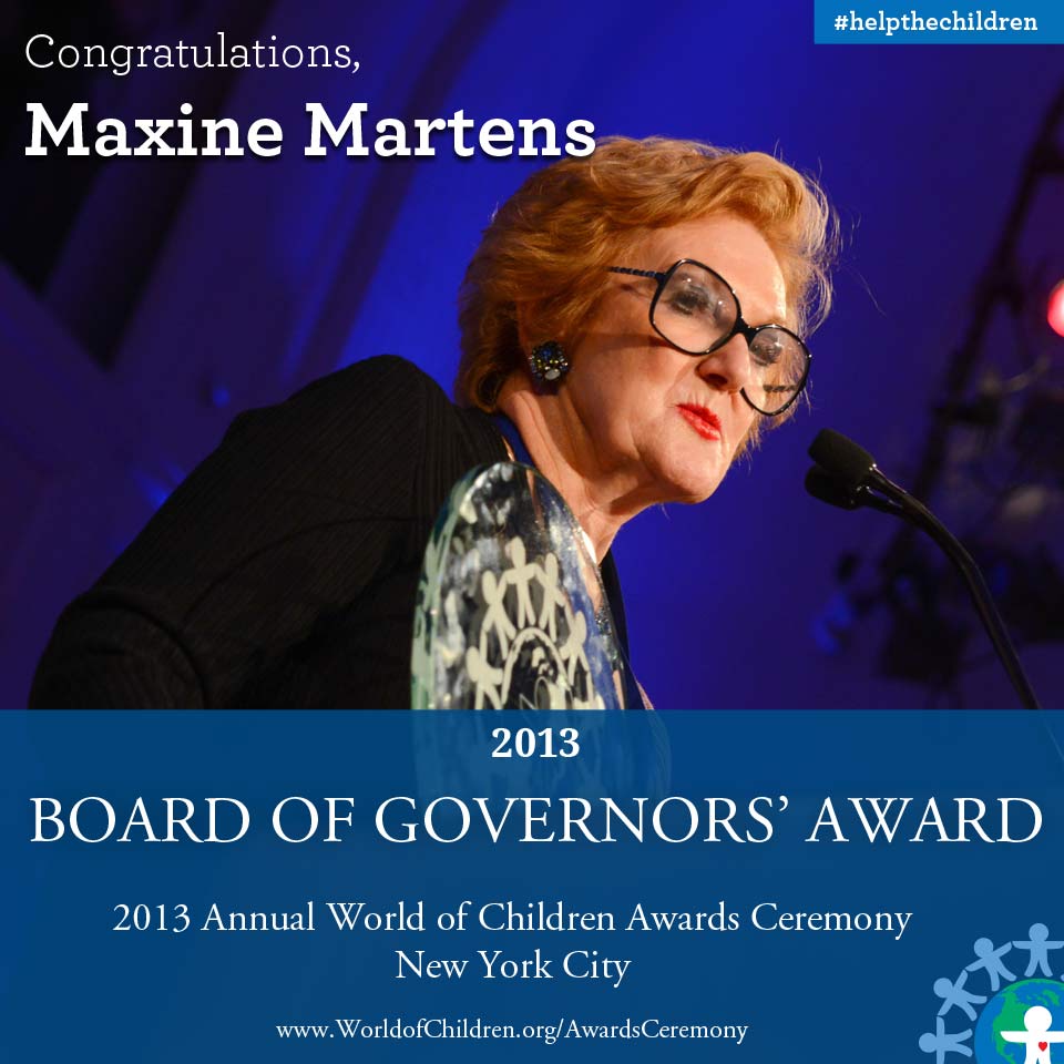 Maxine Martens is CEO of Martens & Heads! an a member of the World of Children Board of Governors