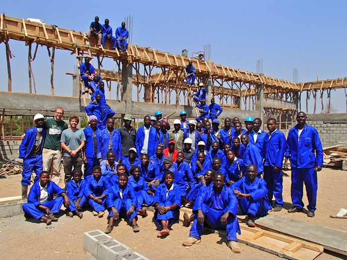 Building crew at Malawi factory for Project Peanut Butter
